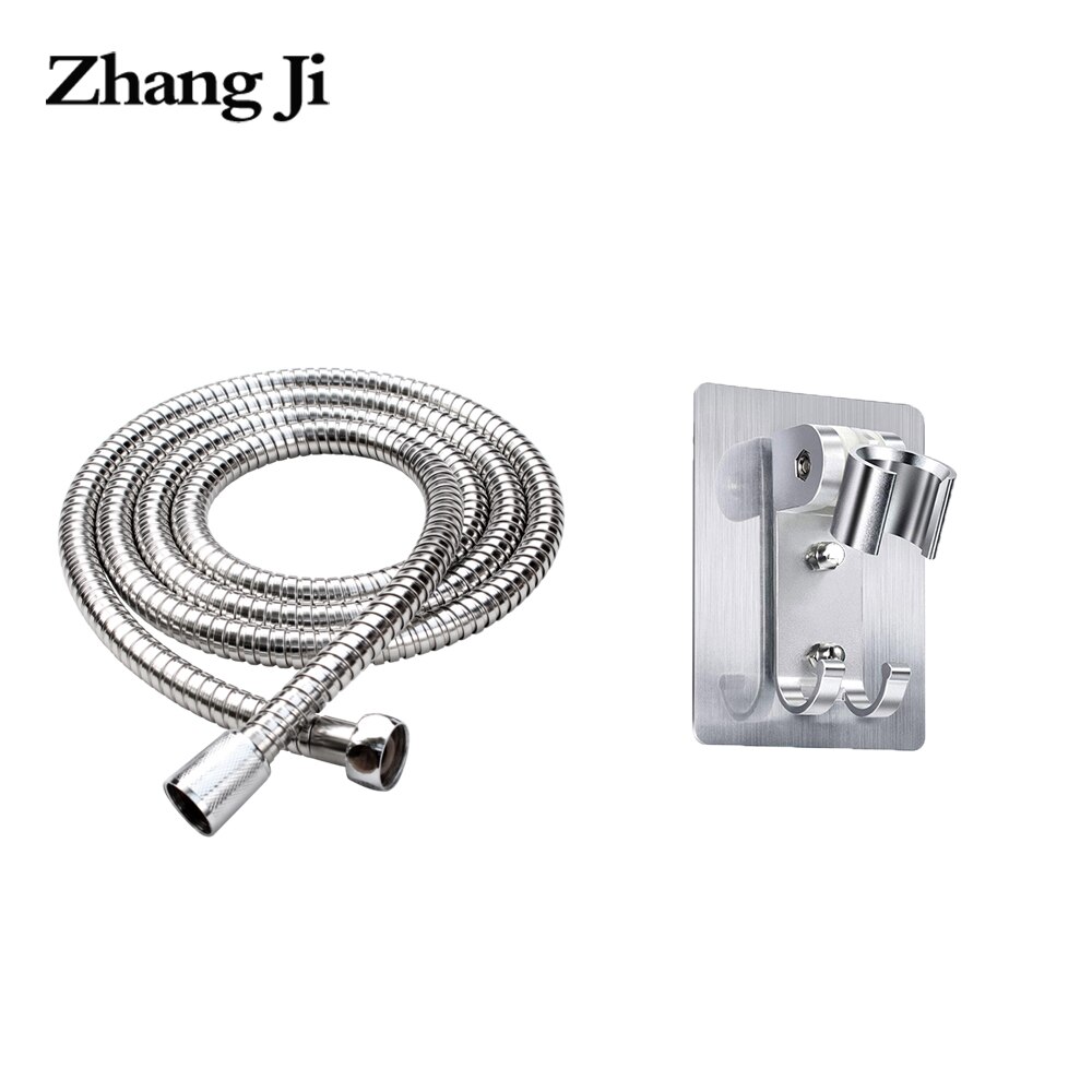 Zhangji Badkamer Douchekop Slang Houder Set 1.5M Chrome Plated 2 Meter Commen Pijp Met Geen Boor Beugel Douche hoofd Accessoire