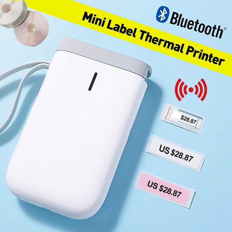 D11 WirelessThermal Label Printer Handheld Label Maker Machine Portable Price Sticker Printer Pocket Wireless Office Printer: White
