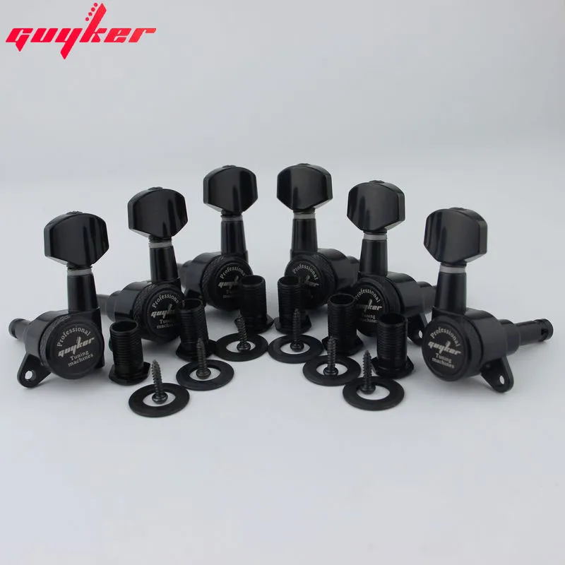 1 einstellen GUYKER Schwarz Verriegelung Gitarre Mechaniken Mechaniken Getriebe Verhältnis 1:18 gemacht in Korea: 3R3L