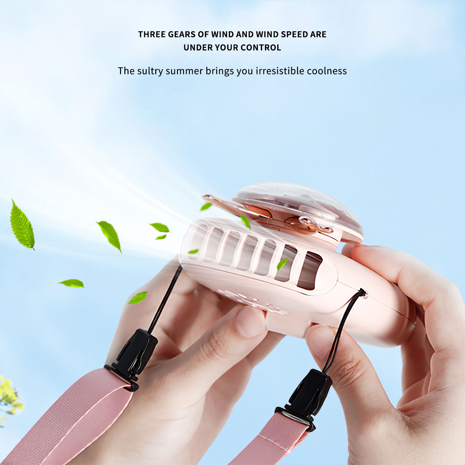 USB Mini Handheld Neck Fan Ari Cooler 3-Speed Indoor And Outdoor Travel Electric Cooling Fan Portable