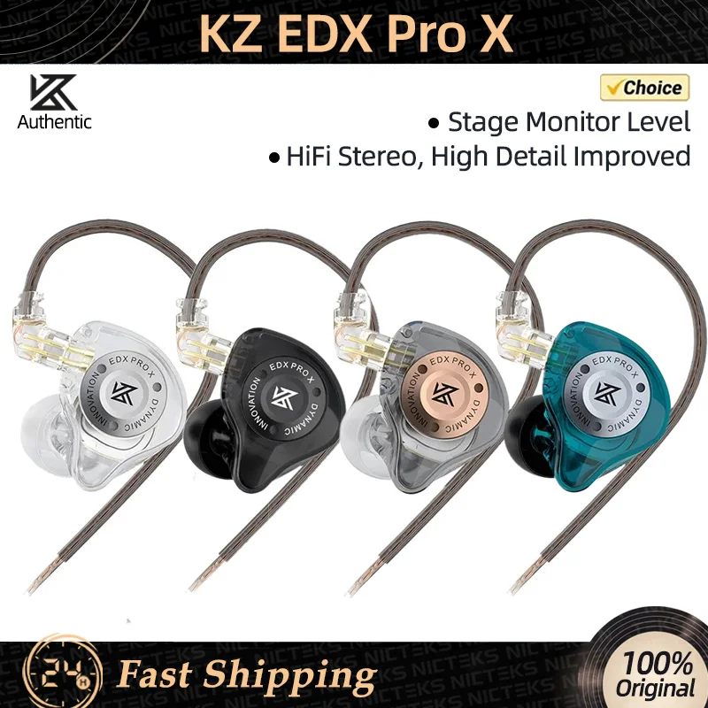 Auriculares KZ EDX PRO X con cable, auriculares con unidad dinámica, auriculares deportivos con cancelación de ruido de graves HIFI con micrófono KZ ZSN, auriculares EDC de música