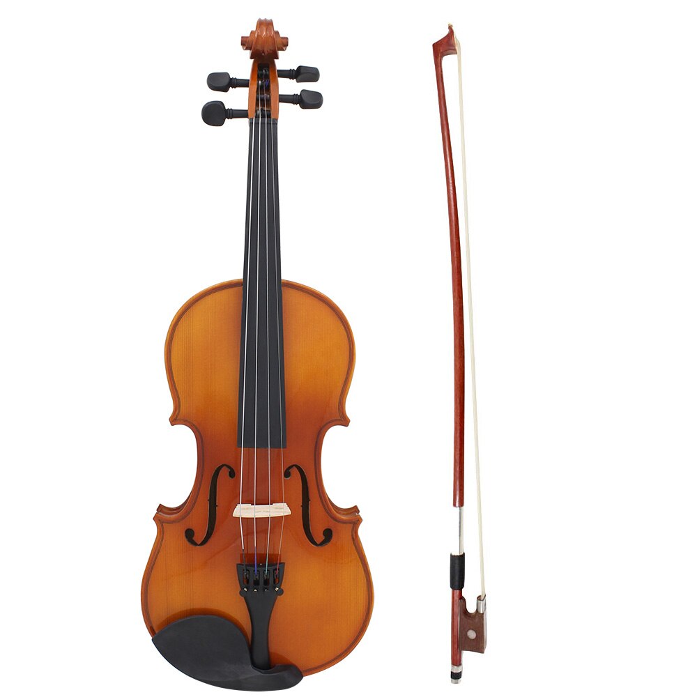 ammoon Full Size 1/4 Violin Fiddle Natural Acoustic Solid Wood Spruce Front Board Flame Maple Veneer for Beginner Student