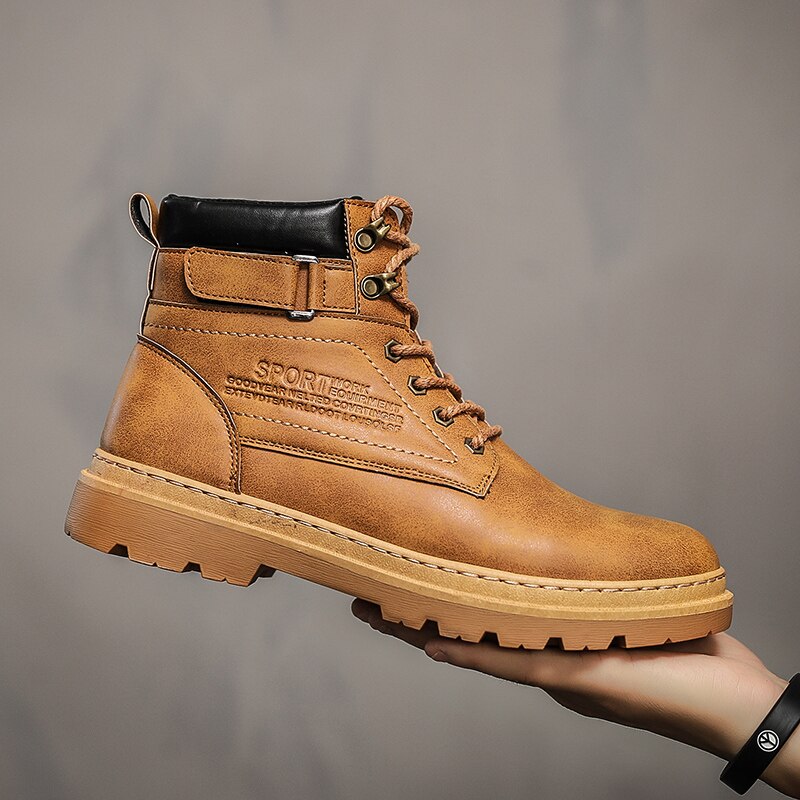 Vinter herresko støvler mænd maskulin støvle svedabsorberende herrefodtøj zapatos de hombre botas hombre erkek ayakkabi: Brun  c02-49 / 9