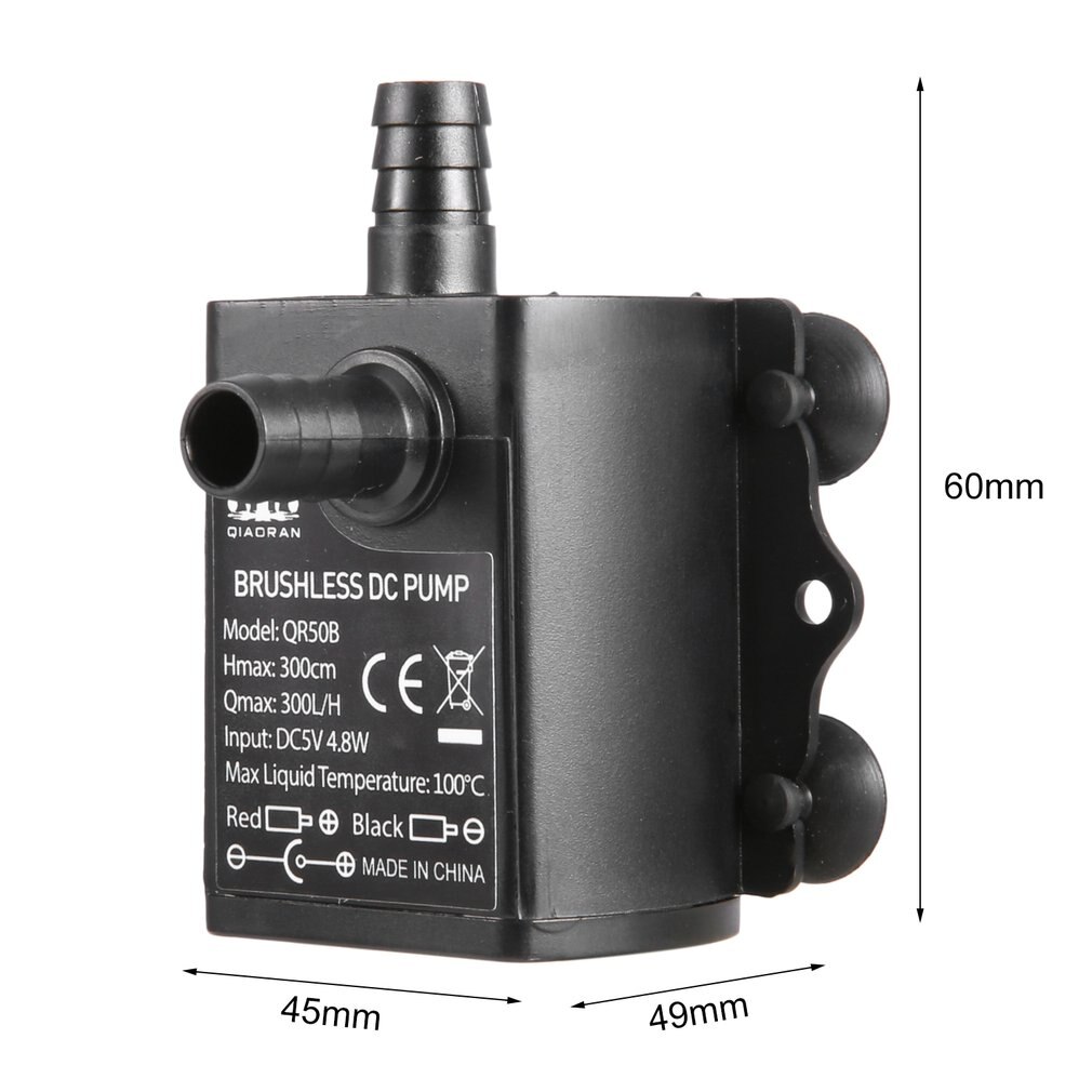 Decdeal Ultra-quiet USB Mini Brushless DC Water Pump DC5V 4.8W 300L/H Lift 300cm Submersible Fountain Aquarium Circulating