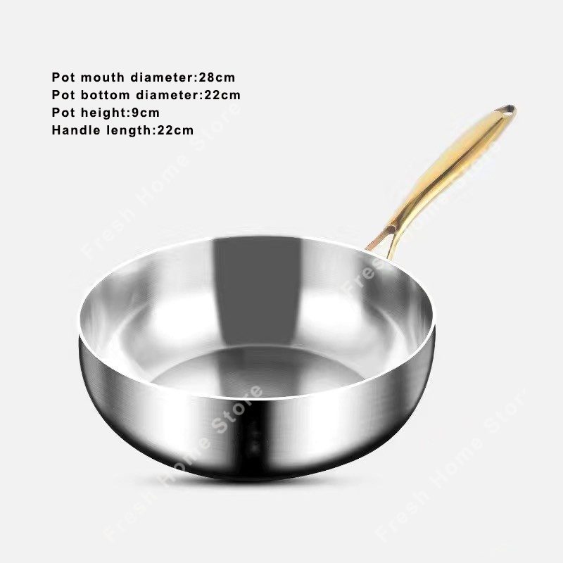 Sartén para freír, ollas antiadherentes, sartenes Wok de acero inoxidable 316, para el hogar, mesa de cocina eléctrica de inducción, utensilios de cocina, cacerola nueva: Borgoña