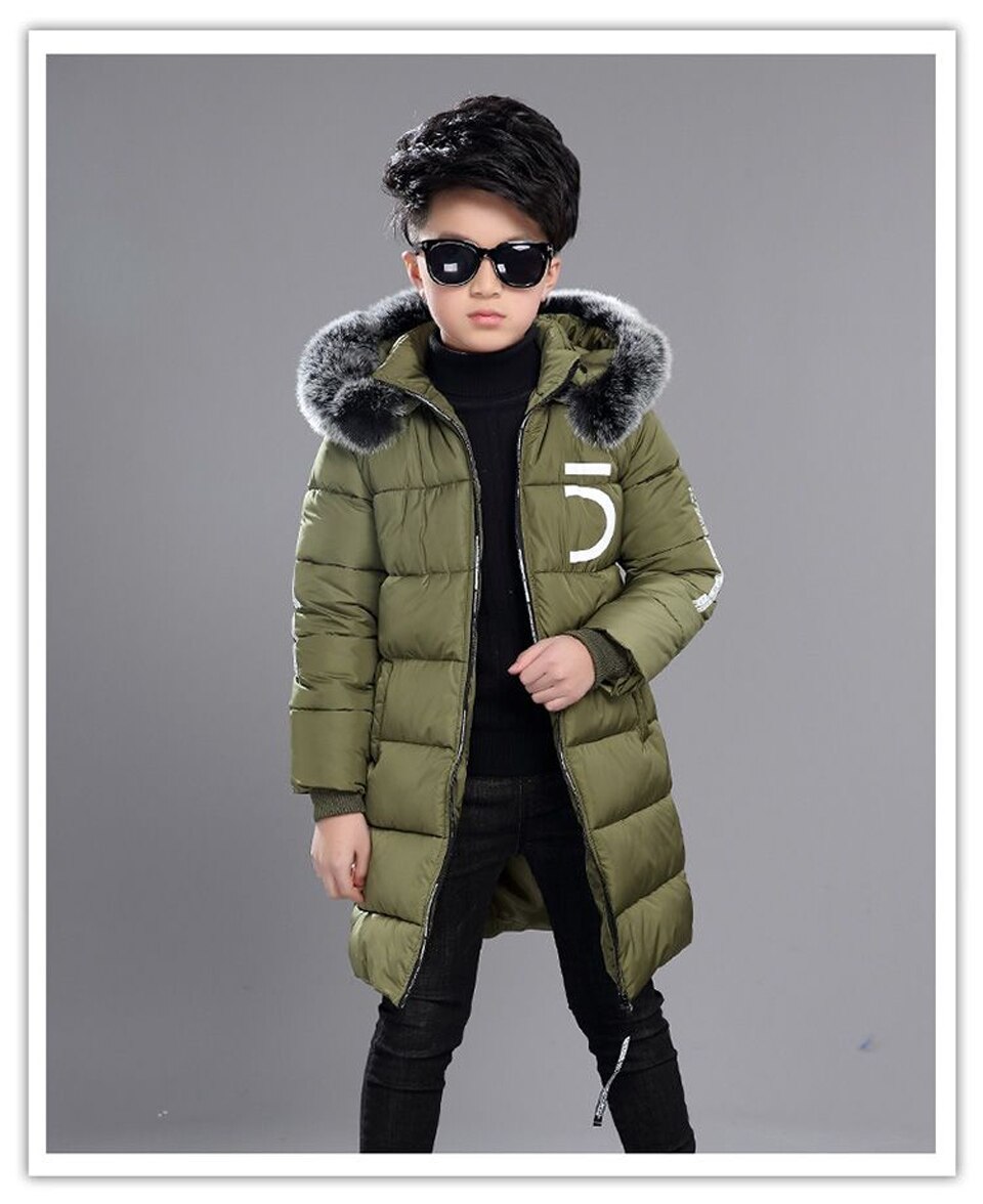 Boys 'Winter Katoenen Jassen Verdikte Kinderen Winter Jas Kinderen Winter Overjassen 4-14 Jaar: green / 12