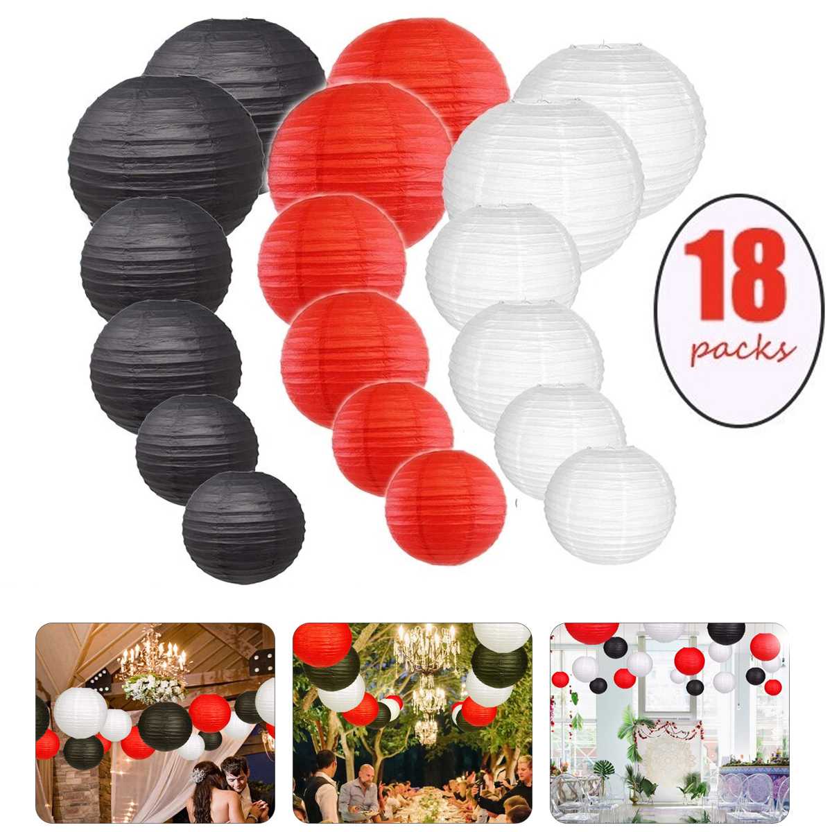 18 st traditionella kinesiska papperslyktor festdekorationer bröllopsfestival baby shower inomhus gör-det-själv-inredning japanska hänglyktor