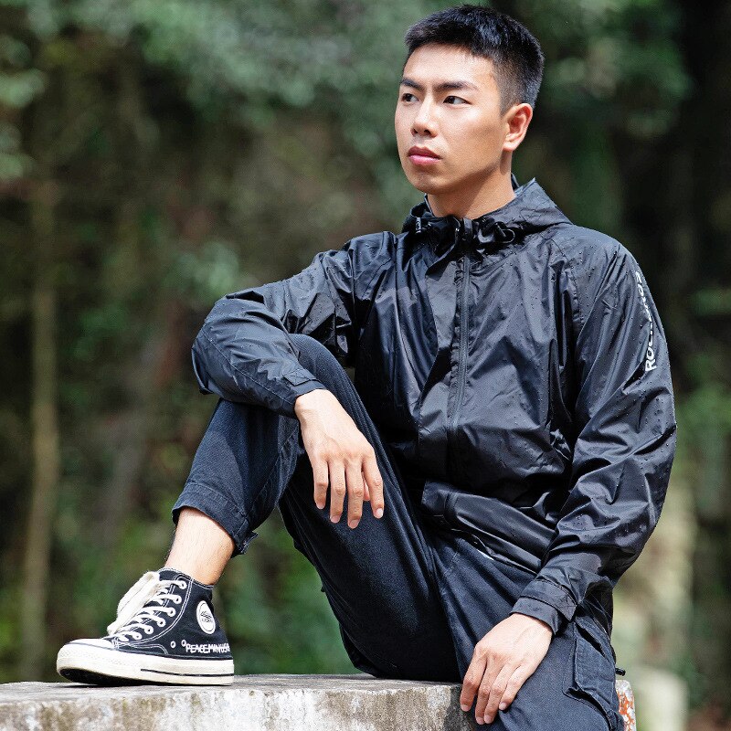 ROCKBROS-chubasquero de ciclismo para hombre, impermeable, reflectante, transpirable, con capucha, portátil, para deportes al aire libre, equipo de ciclismo: XXL