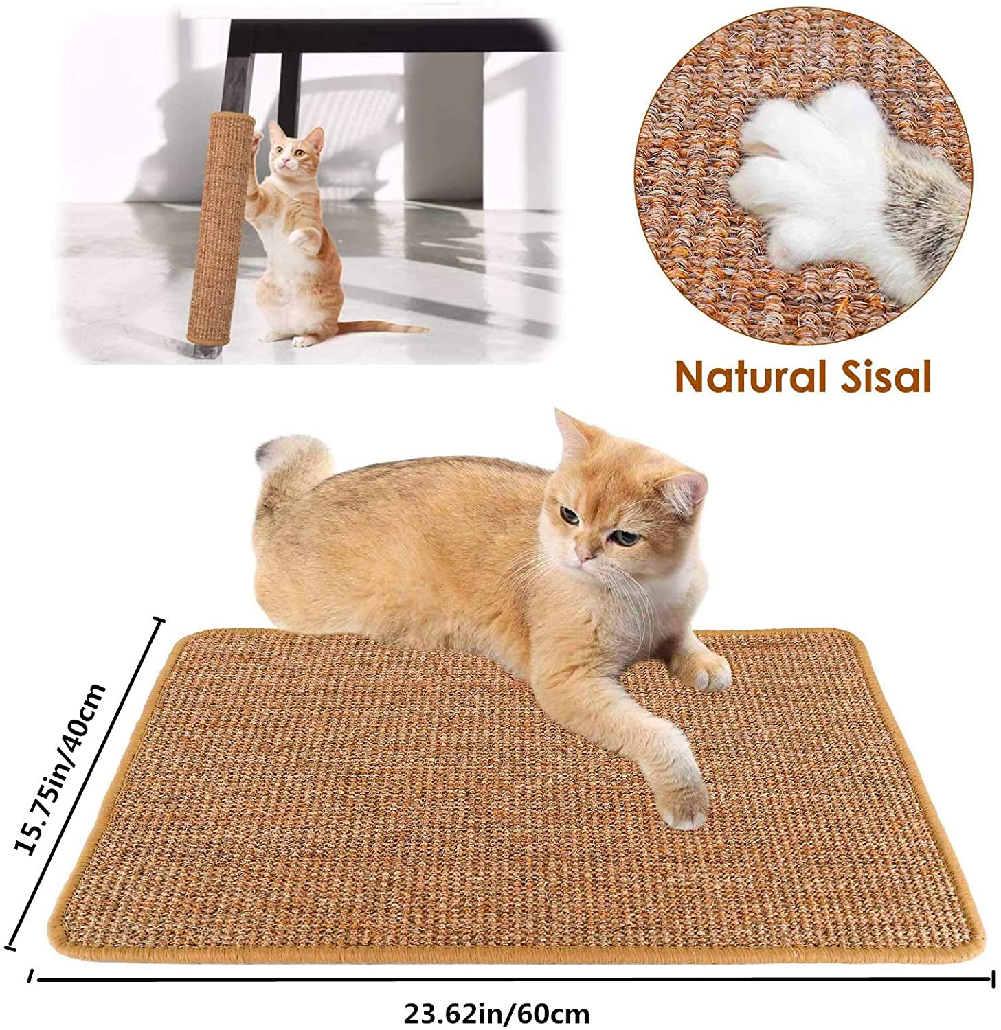 Cat Scratching Mat Natural Sisal Cat Scratch Rug Mat Anti Slip Cat Scratcher Claw Pad Sleeping Carpet Kitty Toy Protect Sofa