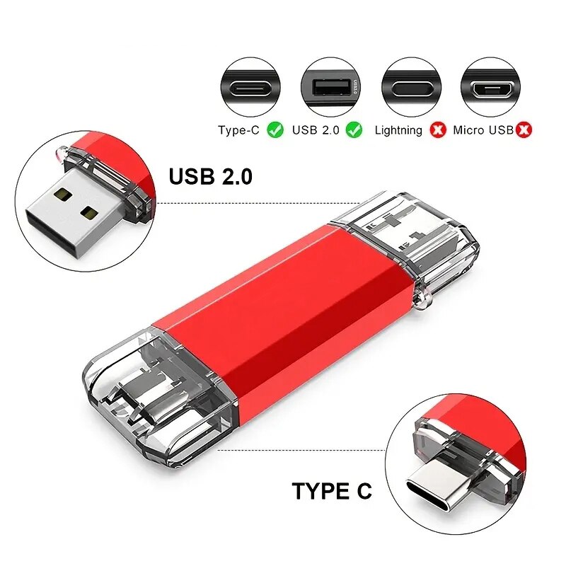 Type-C 2 in 1 OTG 128GB 64GB Pendrive High Speed USB Flash Drive OTG Pen Drive 64GB 128GB 2 in 1 Type C OTG USB Flash Drives