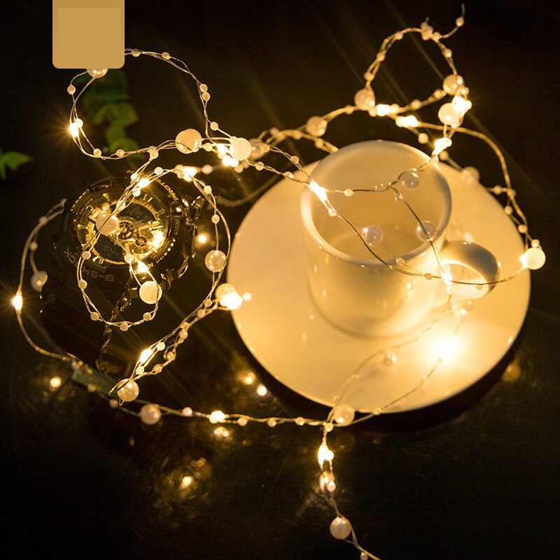 10M 100LEDs Fairy Pearl LED String Light Battery Powered Garland Party Copper Wire LED String for Party Home Decoration