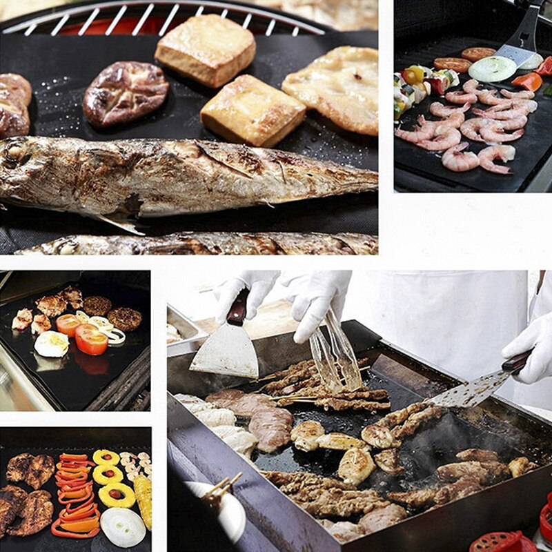 Esterilla antiadherente reutilizable para barbacoa, alfombrilla para hornear, hoja portátil de pícnic al aire libre, utensilio para cocinar, barbacoa, horno, accesorios para barbacoa, esterillas