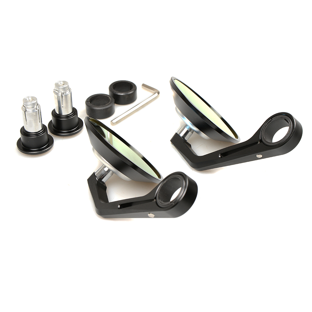 Universal Motorrad CNC Aluminium Blau Glas Rückansicht Seiten Runde Spiegel Griff Bar End Spiegel Racing adapter Für Street Bike: Silber