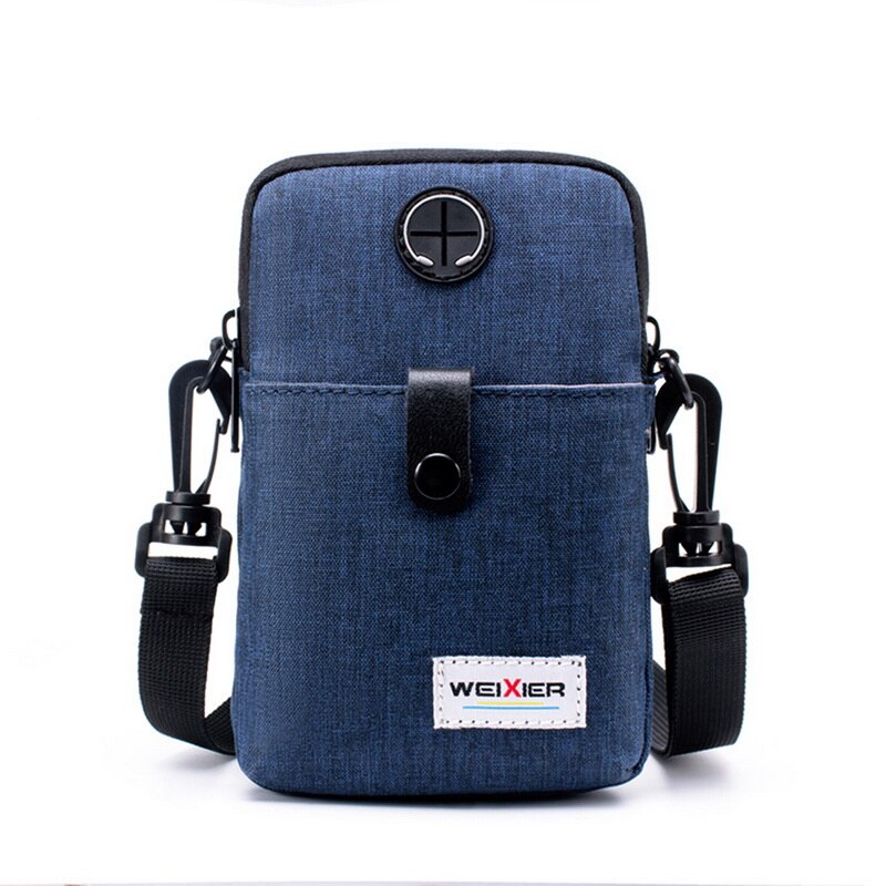 Mannen Casual Outdoor Crossbody Schouder Mobiele Telefoon Zak Reizen Multifunctionele Portemonnee Mode Telefoon Borst Zakken: blue