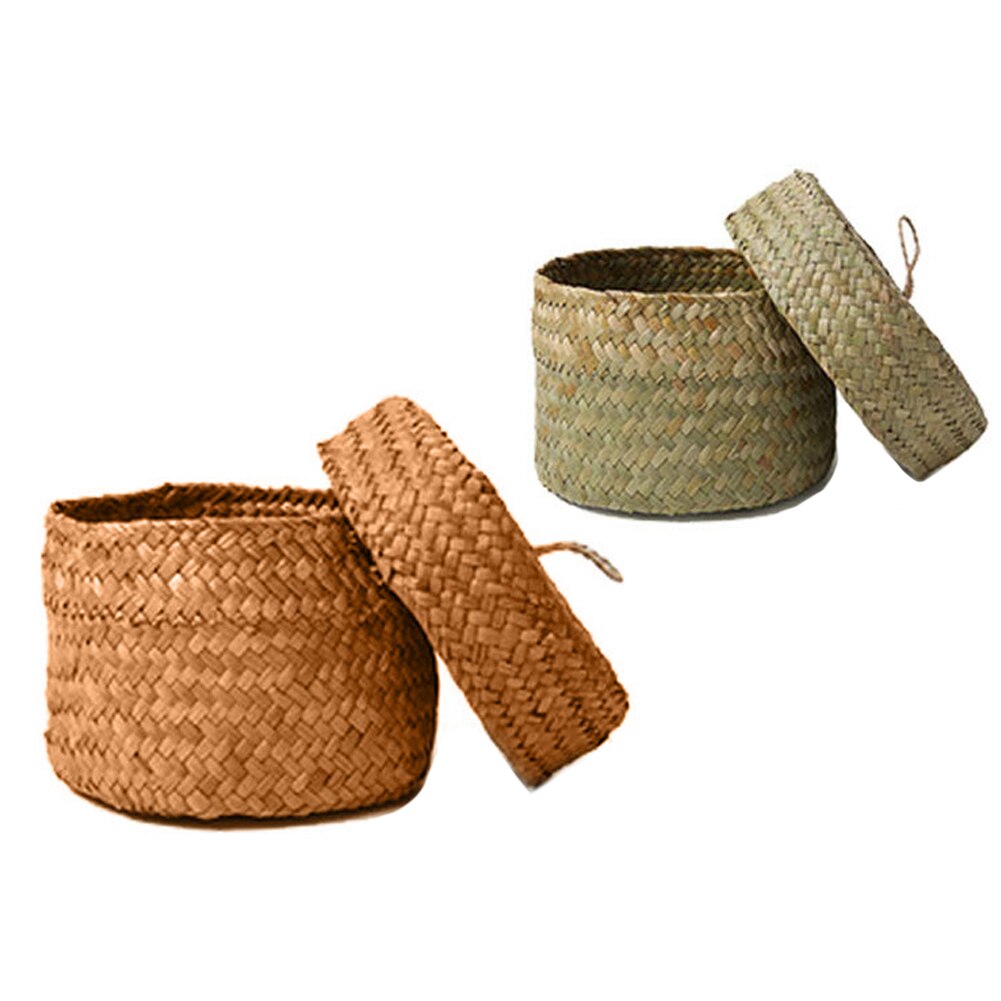 Håndlavet halm opbevaringskurv vævet kurv flet rattan planter potte blomster opbevaringsbeholder til haven bryllup dekoration