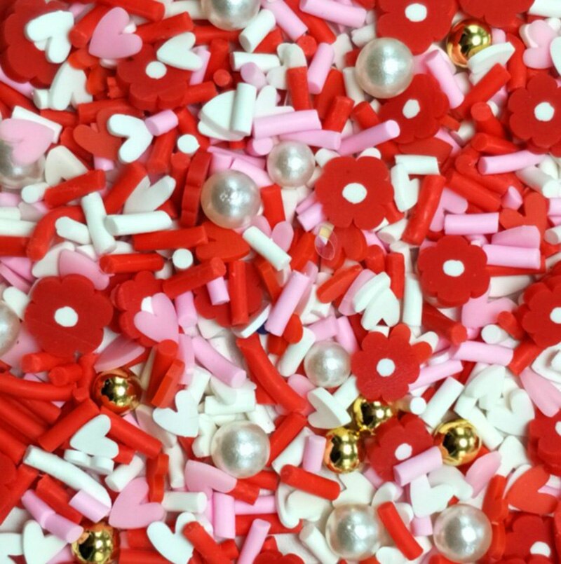 100g polymer ler drys farverige blomster slik til gør-det-selv-håndværk lille sød plastik klei tilbehør scrapbog telefon deco: Rød
