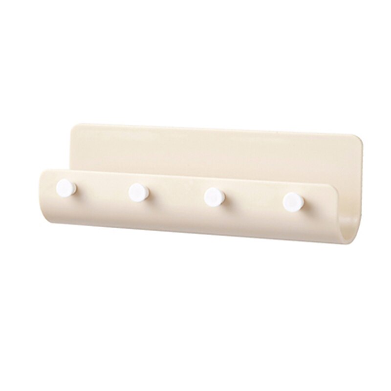 Porte-rangement en forme de U porte-clé suspendu mural avec 4 crochets support de rangement livres articles divers organisateur étagère décor à la maison: beige