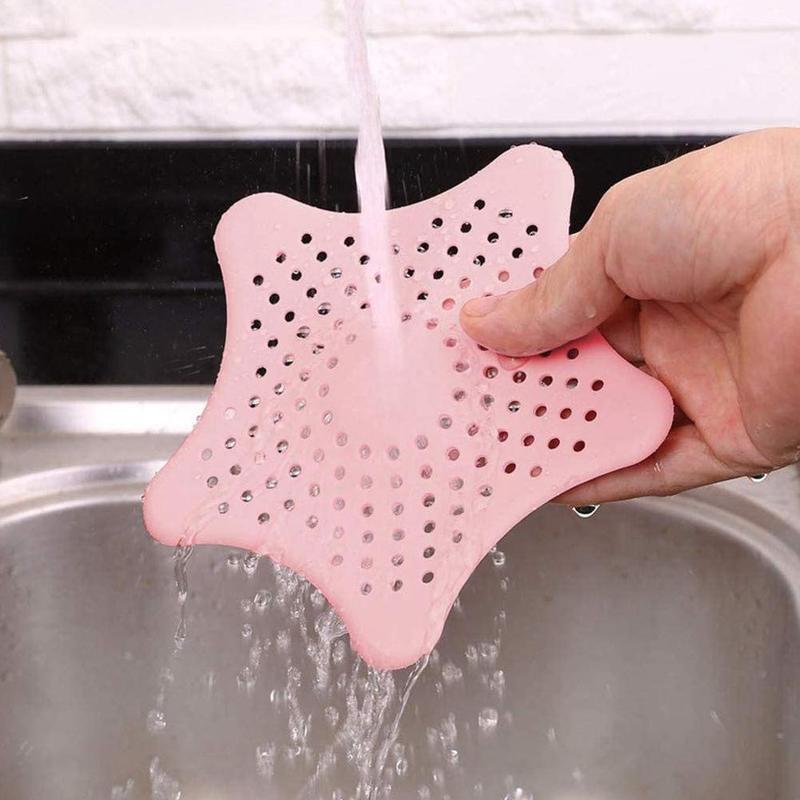 Pentagram Rubber Anti-blocking Floor Drain Kitchen Sink Strainer Bathroom Sewer Drain Hair Catcher
