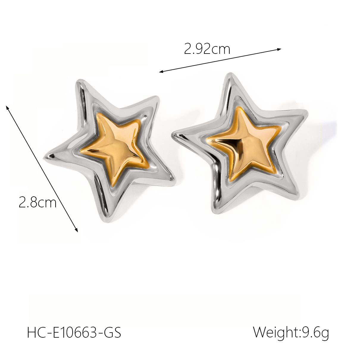 Boucles d'oreilles étoile en acier inoxydable plaqué or 18 carats pour femmes, bijoux tendance, accessoires de boucle d'oreille à la , pour la fête des Léons, avocat: Couleur jaune clair