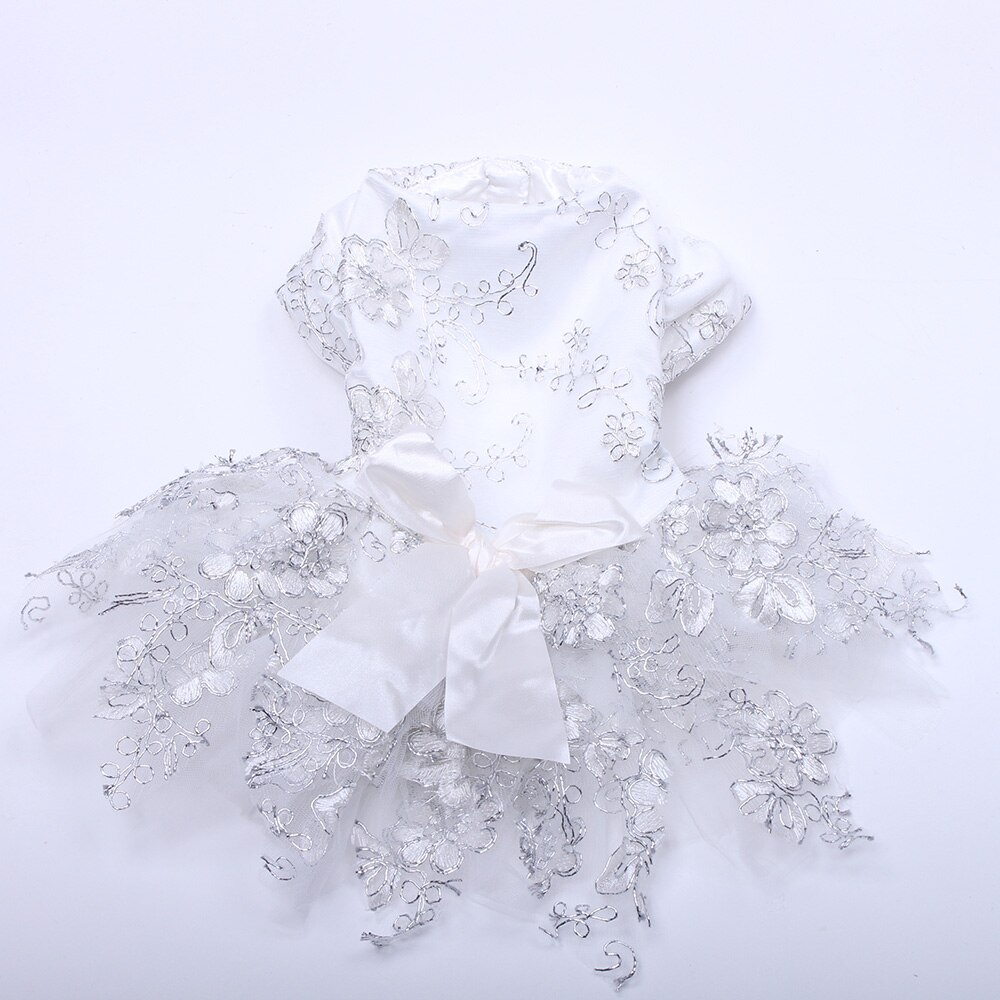 Dog Wedding Dress Floral Lace Cat Puppy Princess Skirt Dresses Apparel 5 Size 2 Colours dog dresses