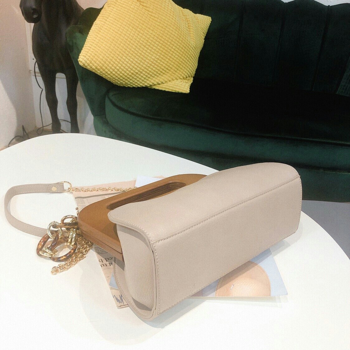 Houten clip tas dames handtassen acryl ketting schouder crossbody tassen dames luipaard schelp tas dames dames tassen