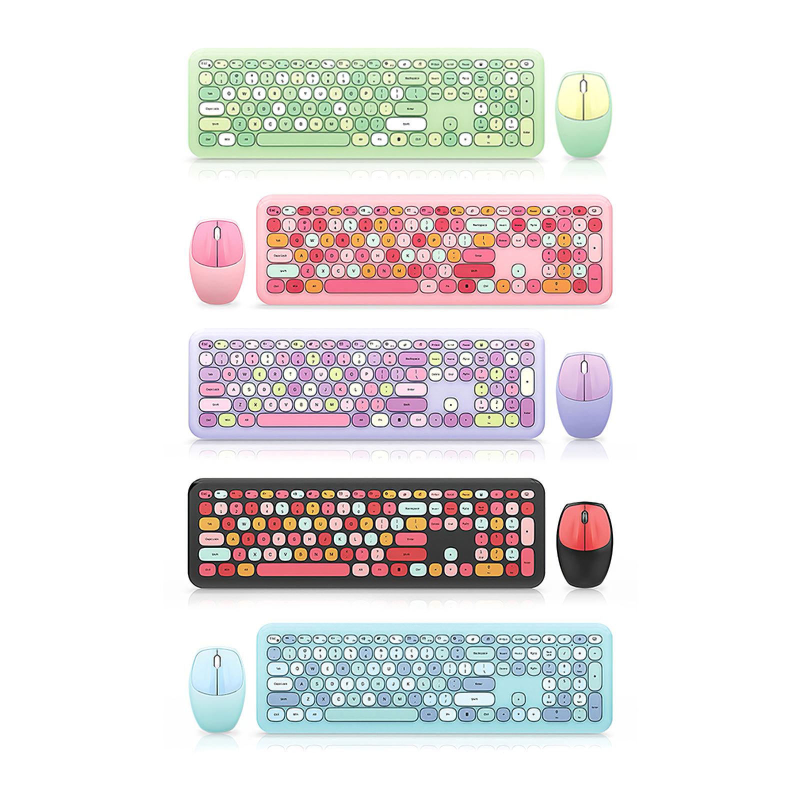 Sweet Mixed Color Cute Portable 2.4Ghz Wireless Keyboard Mouse Set Girl Universal Desktop Notebook Office Keyboard And Mouse