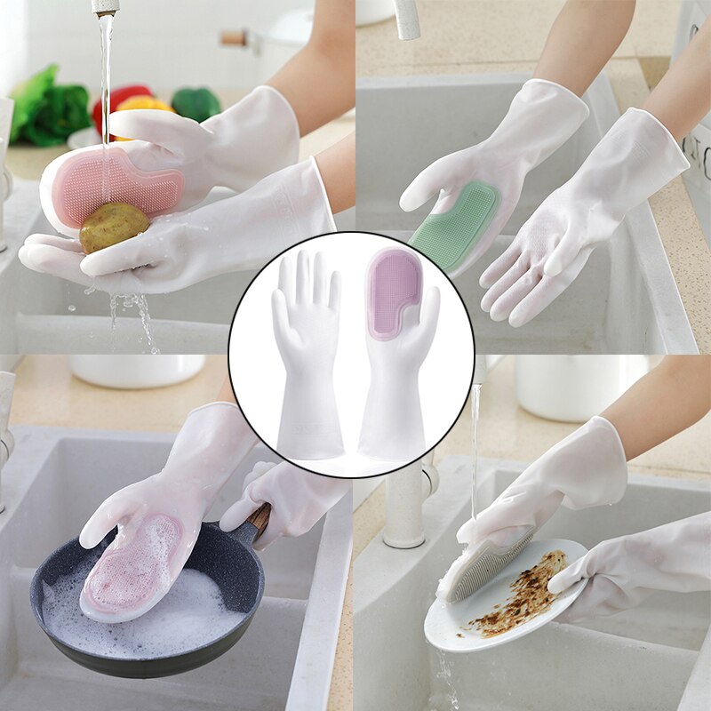 Gants de nettoyage en caoutchouc, brosse magique pour la vaisselle, brosse créative Durable, multifonction, fournitures de cuisine pour la maison