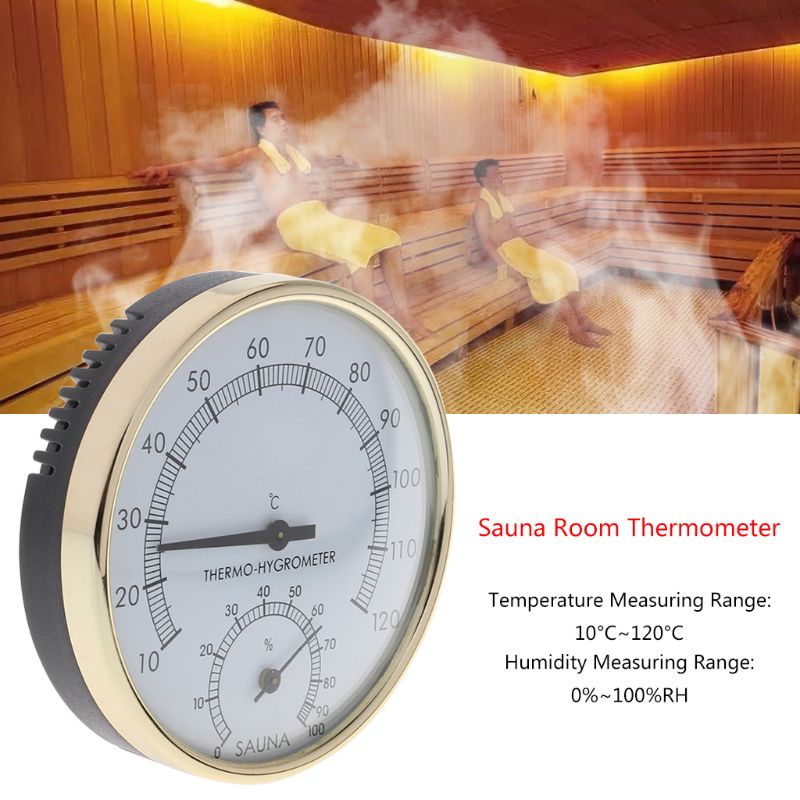 Metal Dial Indoor Temperature Humidity Meter Thermometer & Hygrometer For Sauna Room Measurement Tool L74D