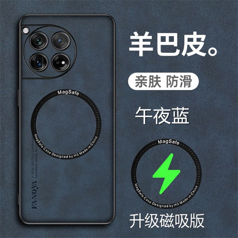 Étui magnétique pour OnePlus 12 12R 11 R ACE 3 ACE2 Pro 5G, housse de luxe en cuir et Silicone pour OnePlus12 One Plus 11, coque de protection: EVA / Bleu