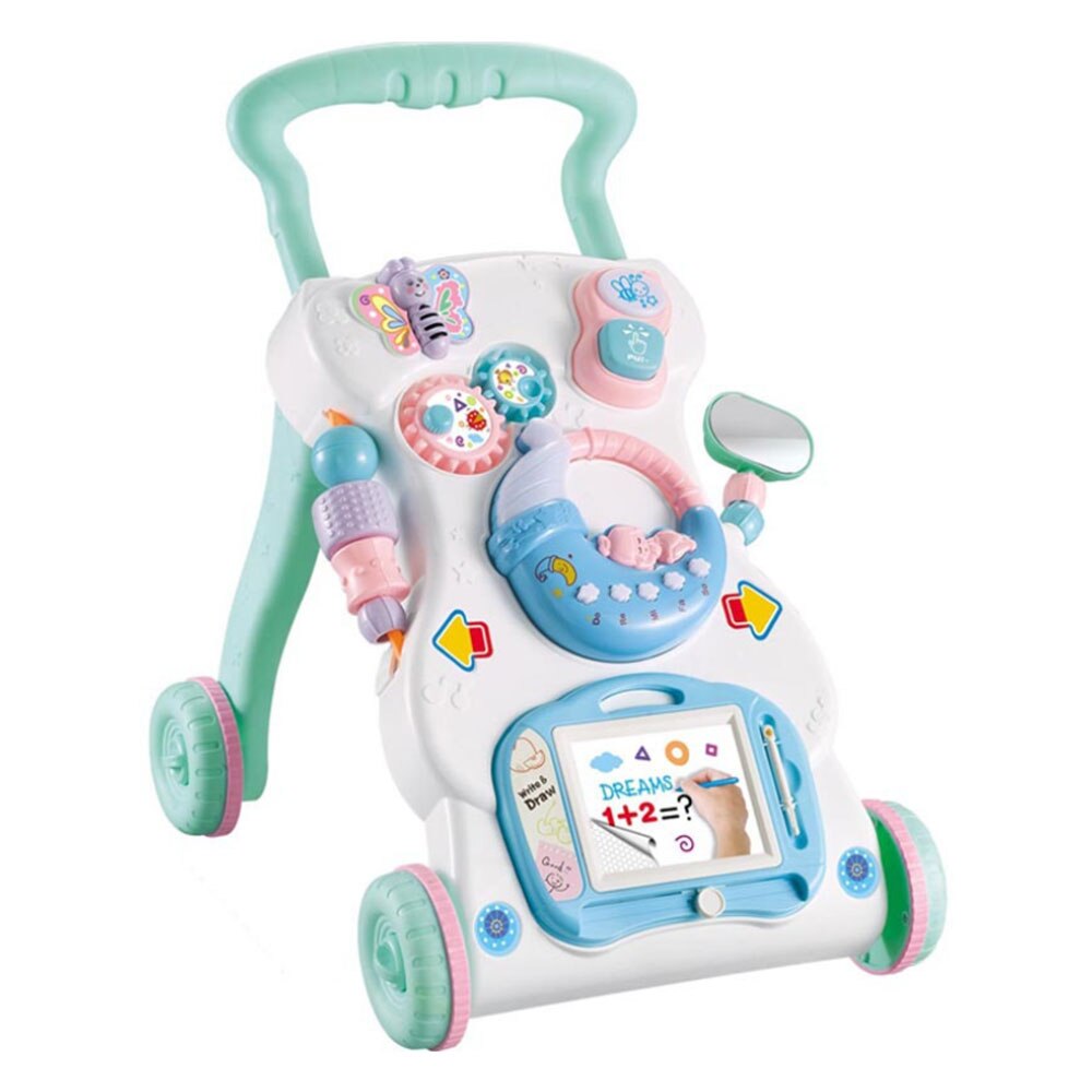 Baby walker legetøj multifuctional toddler trolley sidde-til-stå abs musikalske rollator med justerbar skrue baby aktivitet forsyninger: B2