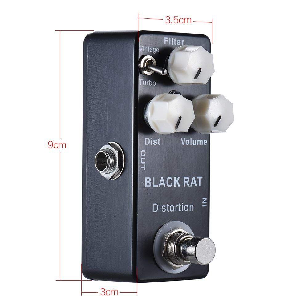 Mosky Mini Black Rat Guitar Effect Pedal with Distortion Effect