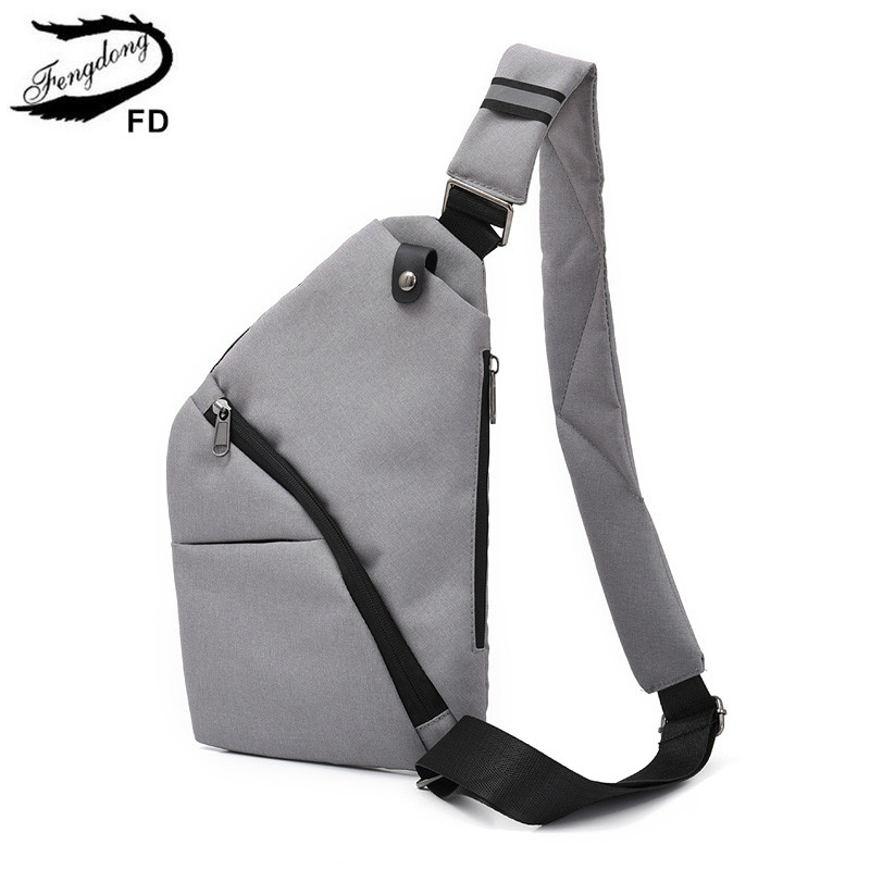 Fengdong anti theft small crossbody bag ultra thin mini travel bag one shoulder sling chest bag sport pack messenger bags