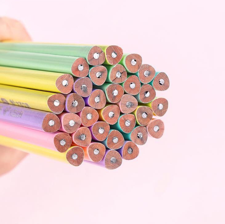 50 Pcs/pack Cute Candy Macaroon Color HB Black Lead Wooden Standard Pencils Art Drawing Sketch Pencil Office School Stationery