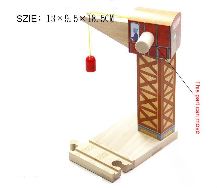 Building Tower Crane Beach Wood Magnetic Train Railway Accessories Tender Component Education Compatibel All Wood Track Train