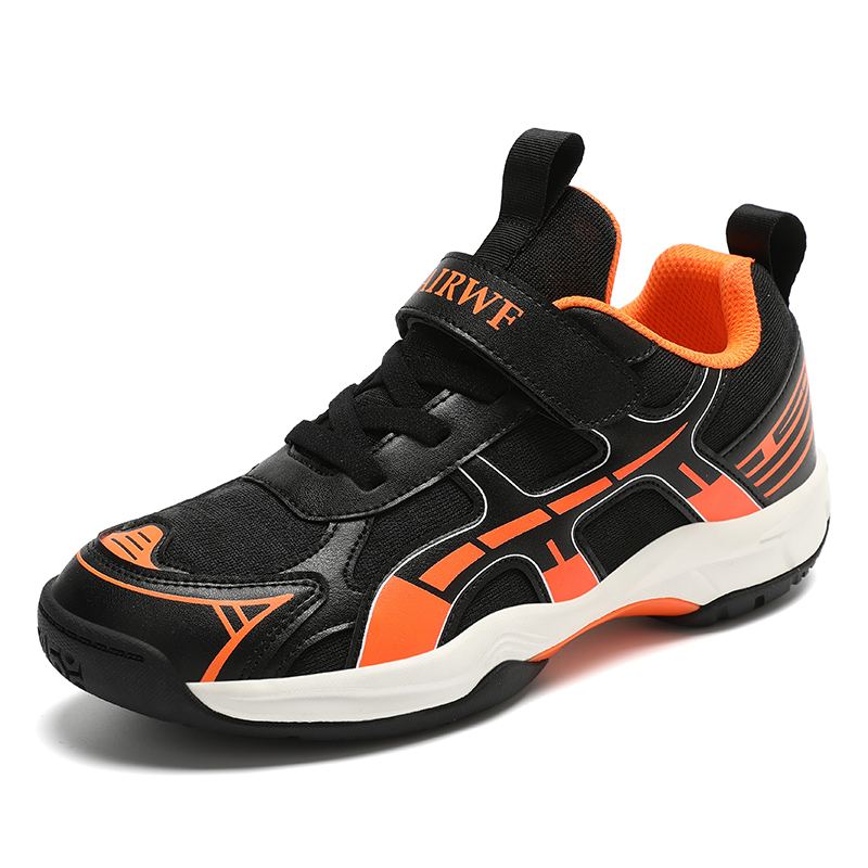 Badmintonschoenen voor jongens, trainingsschoenen, sportschoenen voor binnen en buiten, antislip en slijtvast, ademend mesh, tafeltennissneaker.: Zwart / 38