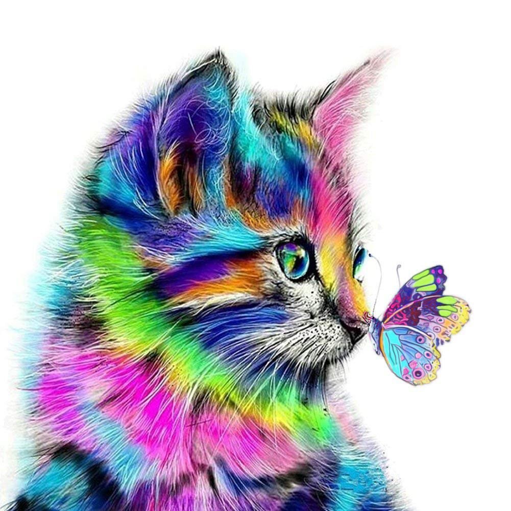 Printing DIY Diamond Painting Cat Full Area Square Stick Paste Home Decor Wall Decorative Painting (30x30cm): Default Title