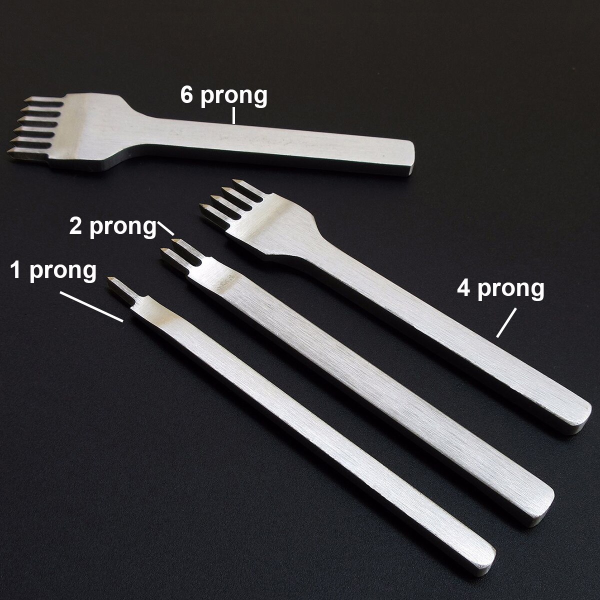 1/2/4/6 Prong Metal Leather Chisel Hole Punch Stitching Tool Diamond Pricking Iron Leather Craft Completely Polishing 3/4mm