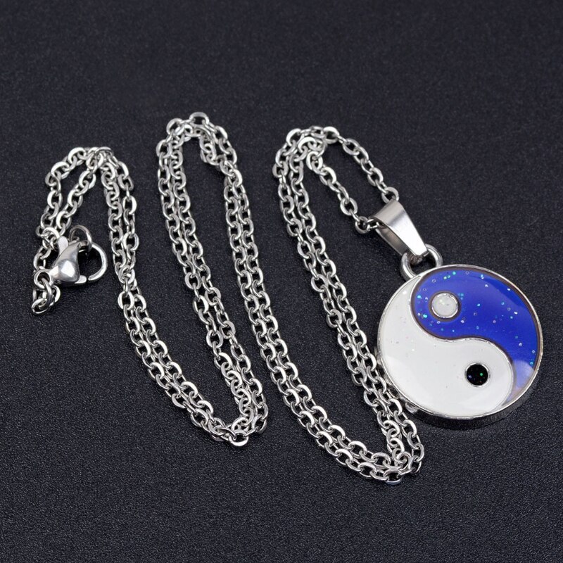 Yin Yang Gossip Colour Changing Mood Necklace Choker Jewelry Temperature Sensitive Color Change Pendant Necklace for Men