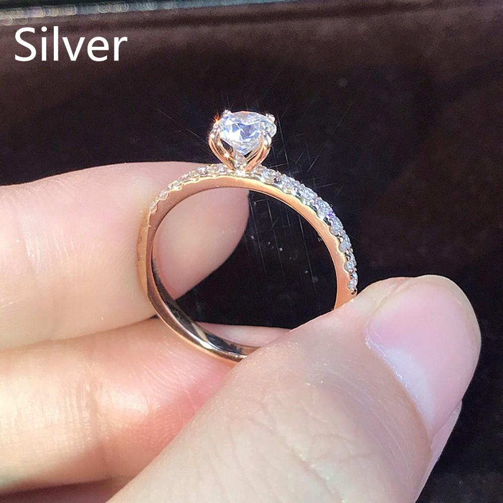 Fdlk Trendy Crystal Engagement Ringen Voor Vrouwen Wit Elegante Ringen Vrouwelijke Bruiloft Bruids Sieraden: 6 / Silver