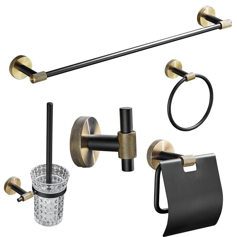 Stainless Steel Bathroom Hardware Set Bathroom Accessories Black Towel Rail Bar Rack Gold Towel Bar Shelf Towel Holder
