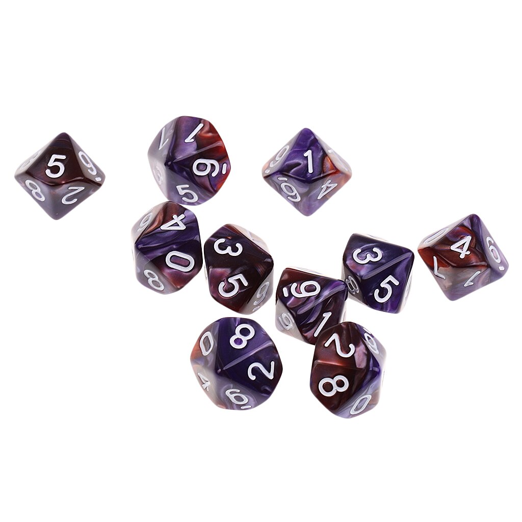 10pcs 10 Sided Dice D10 Polyhedral Dice for: Purple Coffee