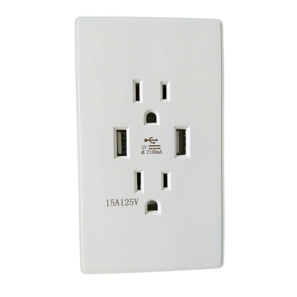 Tamper Resistant Outlet Receptacle 15A Wall Plate 1x USB Port Charger Socket: Default Title