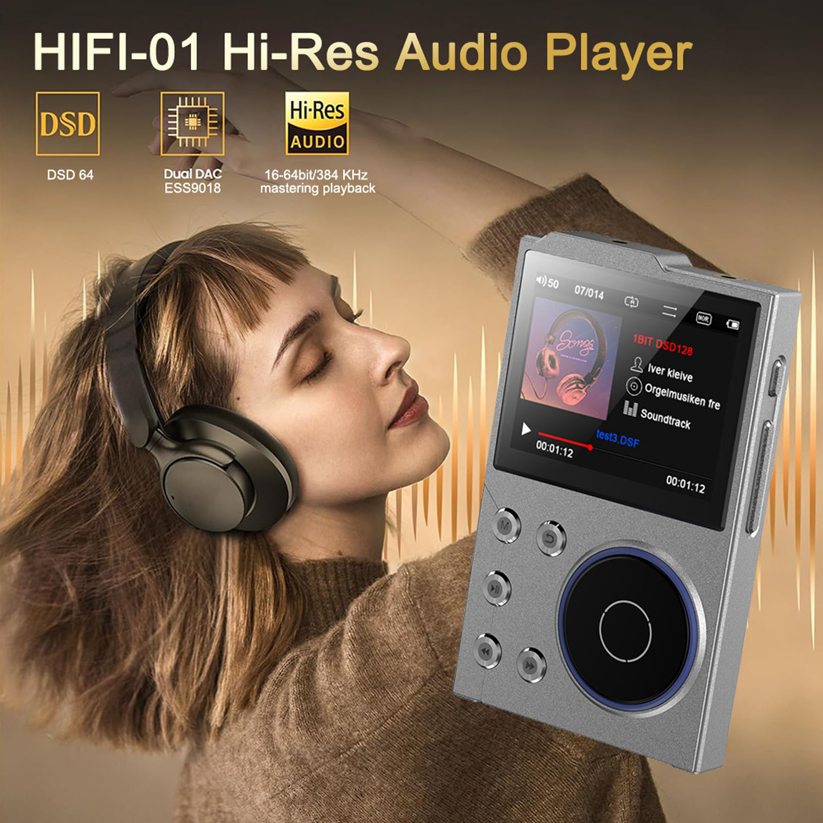 Digital Music Player Bluetooth 5.3 Lossless DSD FLAC HD HiFi Portable MP3 Player HiFi Sound Player Sound Music Player MP3 Player