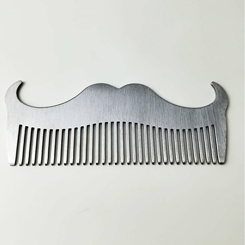 1Pc Stainless Steel Beard Comb Brush Men DIY Styling Mustache Combs Barber Shop Hairdressing Hair Trimming Styling Comb Tools: Silver