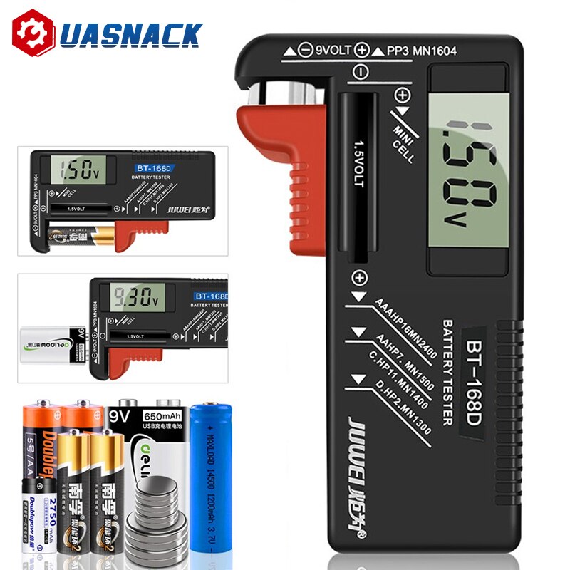 Digital Battery Tester 9V/1.5V/AA/AAA Battery Capacity Tester Button Cell Volt Checker Universal Battery Tester BT-168D