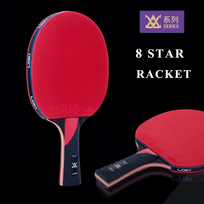 LOKI 8 Star Table Tennis Racket 7 Plywood Blade with High Sticky Rubber PingPong Bat Ping Pong Paddle with Bag