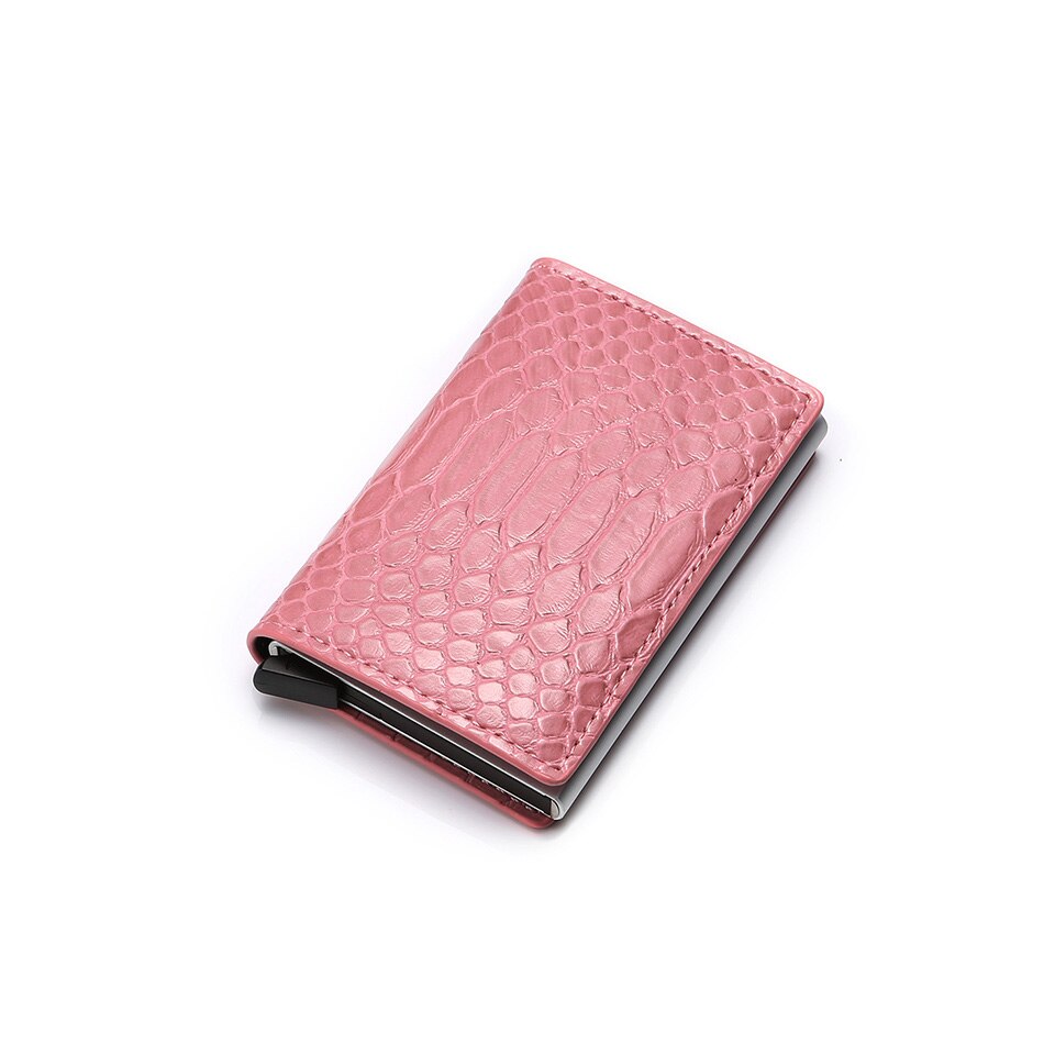 Rfid Women Credit Card Holder Aluminium Metal Wallet Ladies Mini Slim Business ID Card Holder Case Bag Cardholders pass holder: Pink