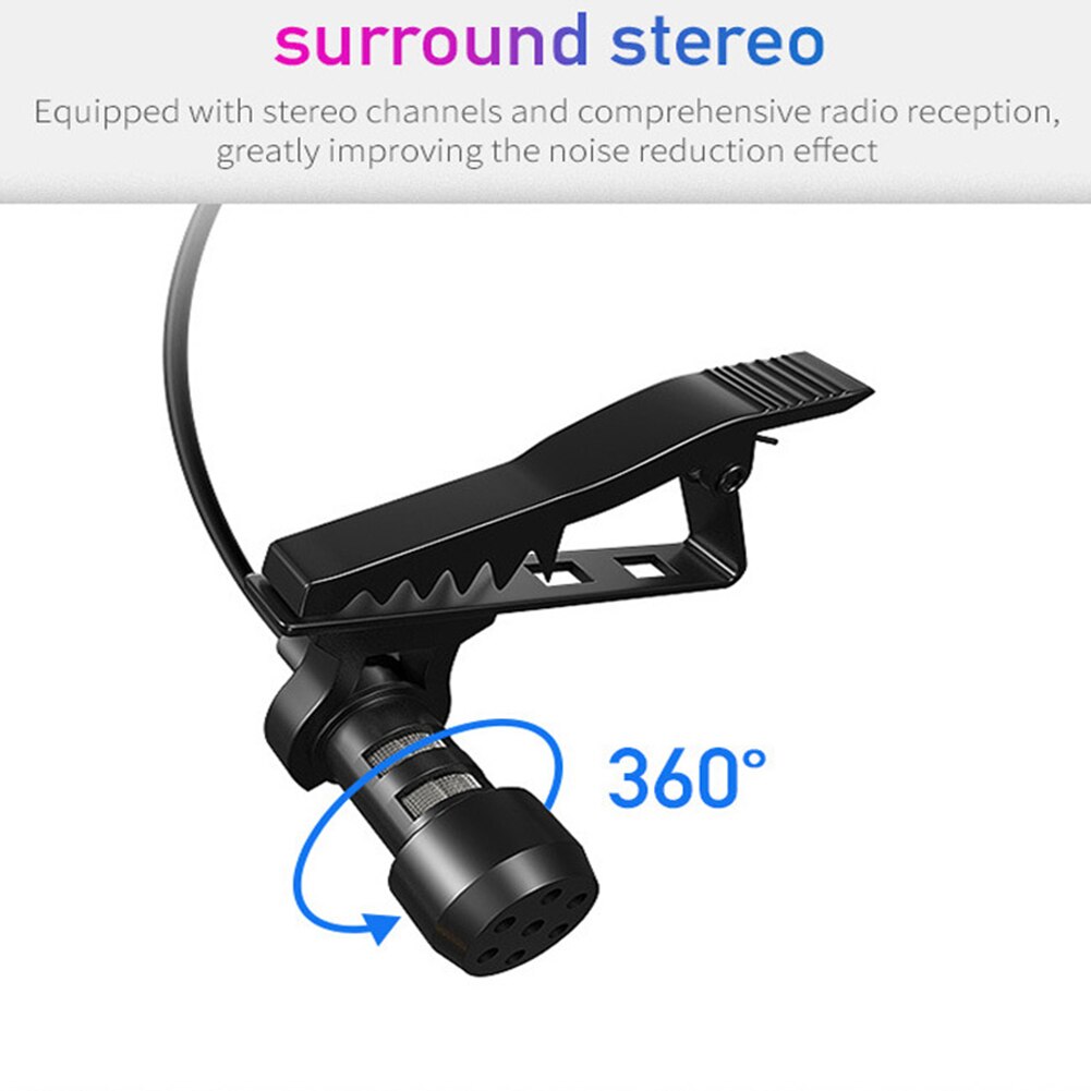 Portable USB Mini Microphone 1.5m Lapel Lavalier Mic Clip-on External Buttonhole Microphones for Laptop computer Recording Chat