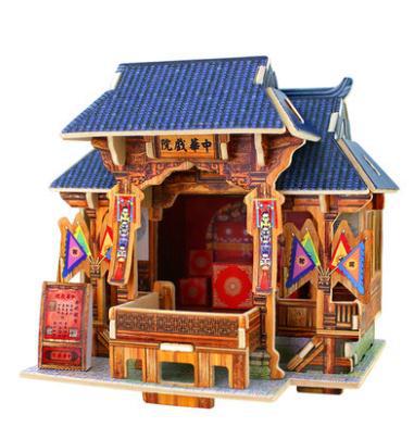 3d puzzels hout huis chinese theater gebouwen educatief speelgoed kerst kid's nieuwjaar