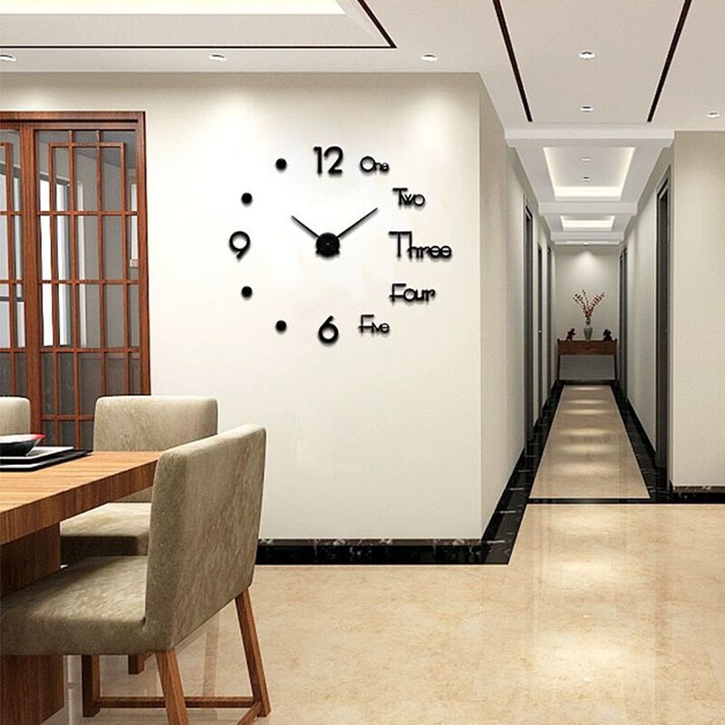 3d gør-det-selv stort vægur moderne wallsticker ur boligindretning stue akryl vægur akryl wallsticker ur